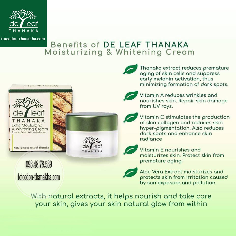Các lợi ích khi dụng kem dưỡng Deleaf Thanaka